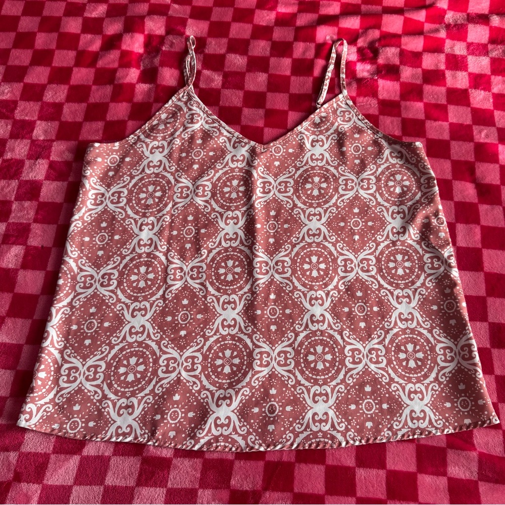 Salmon and white blouse with adjustable straps